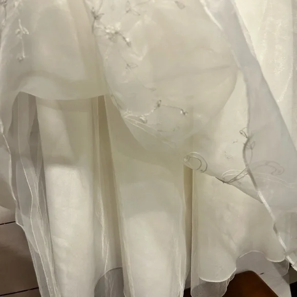 David’s Bridal Flower Girl Junior Bridesmaid Girl’s Dress Embroidery Tulle Sz 5 - Picture 4 of 7